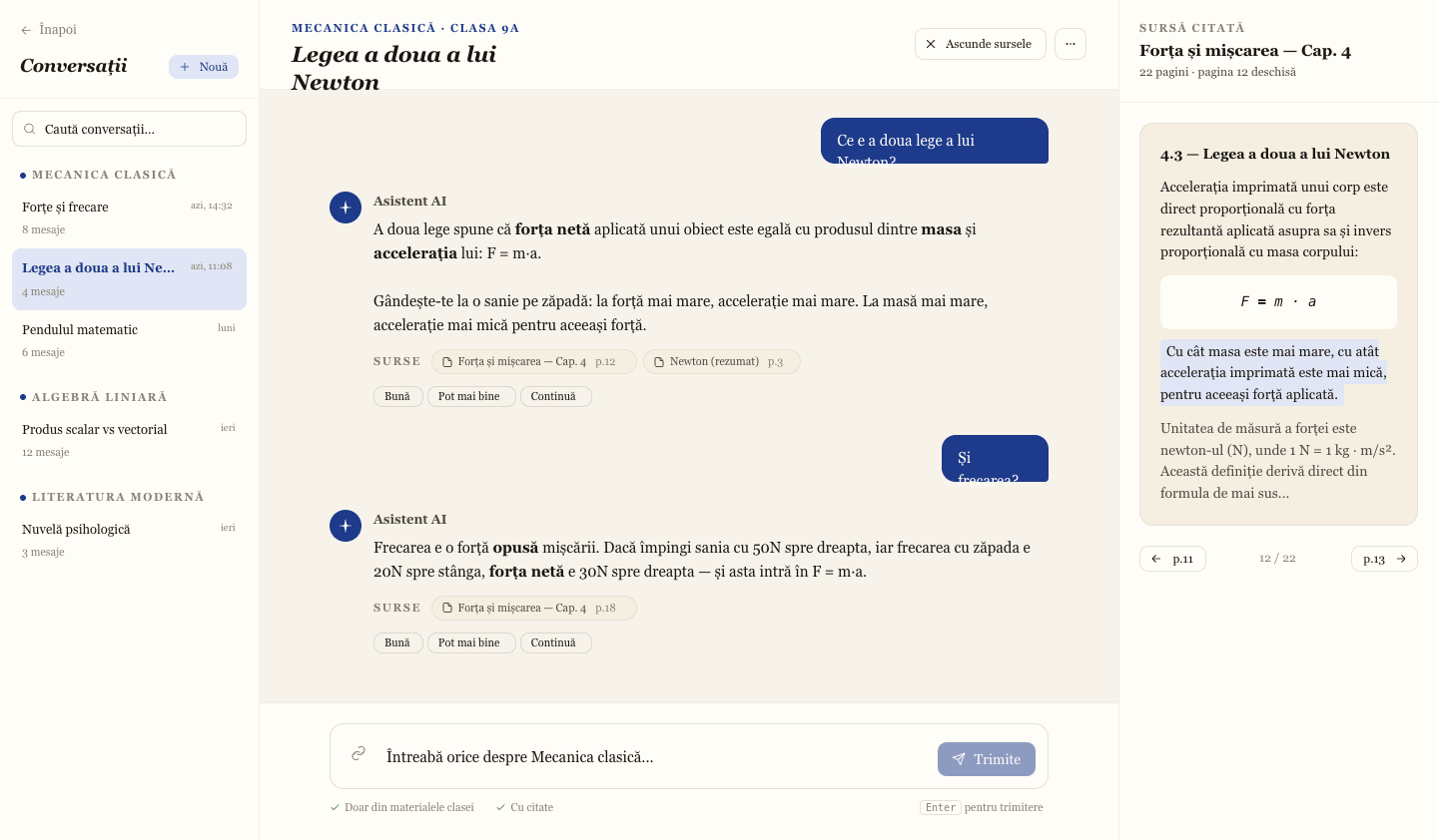 Student conversation with the AI assistant