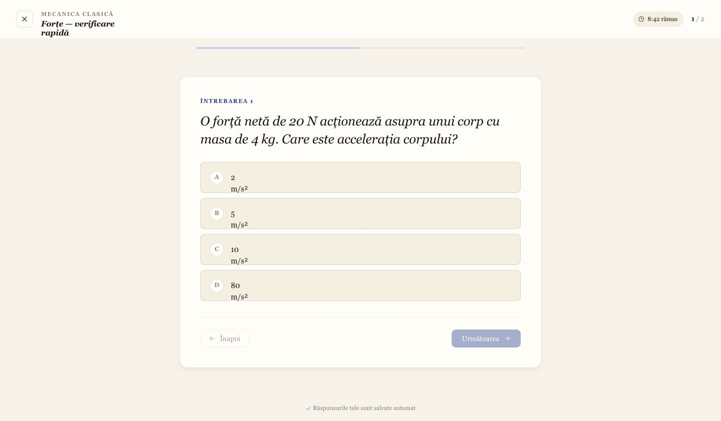 Example student quiz